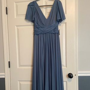 David’s Bridal flutter sleeve crisscross mesh bridesmaid dress size 6